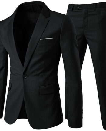 Men's 2-Piece Suits Slim Fit 1 Button Dress Suit Jacket Blazer & Pants Set
