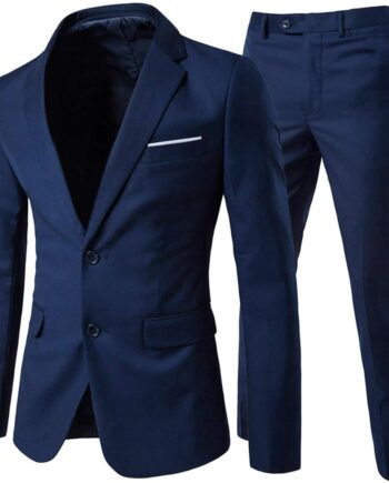 Men's 2-Piece Suits Slim Fit 2 Button Dress Suit Jacket Blazer & Pants Set