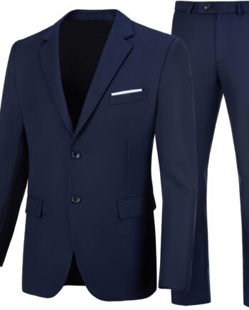 Mens 2 Piece Suit Slim Fit Business Wedding Party Tuxedo Dress Suits for Men Jacket and Pants Set