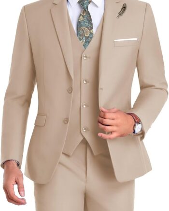 High-End Suits Men Suit Groomsmen Suit Orange Slim Fit 3 Pieces Suit for Men Notched Lapel Jacket Vest Pants