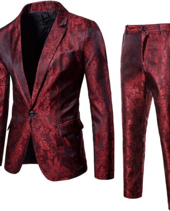 Mens 2 Piece Paisley Dress Suit One Button Party Wedding Blazer Pants Sets