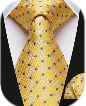 Mens Ties Plaid Tie and Pocket Square Set Classic Woven Formal Checkered Neckties & Handkerchief Wedding Party