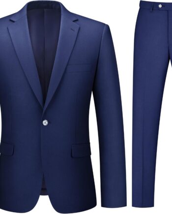 Mens Suit 2 Piece Suits for Men One Button Slim Fit Solid Jacket & Pants Tuxedo Set Business Wedding Party